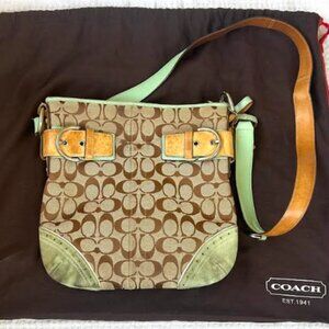 Coach Mint Green Canvas and Suede Bag w/ Dust Bag